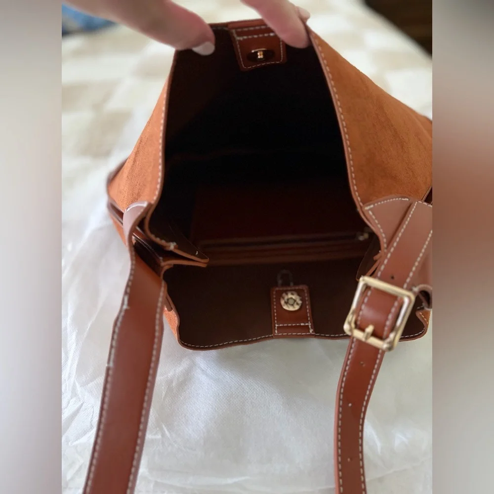 NWOT Brown Suede & Leather Bag